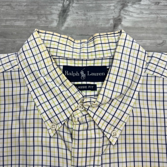 Polo Ralph Lauren White w/ Yellow, Navy & Green Plaid Shirt L - Picture 2 of 4